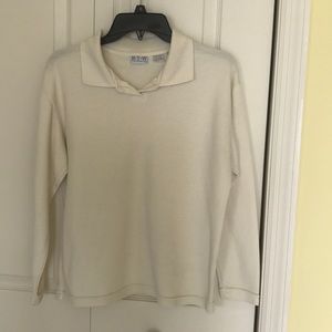 Ivory Long Sleeve Knit Polo